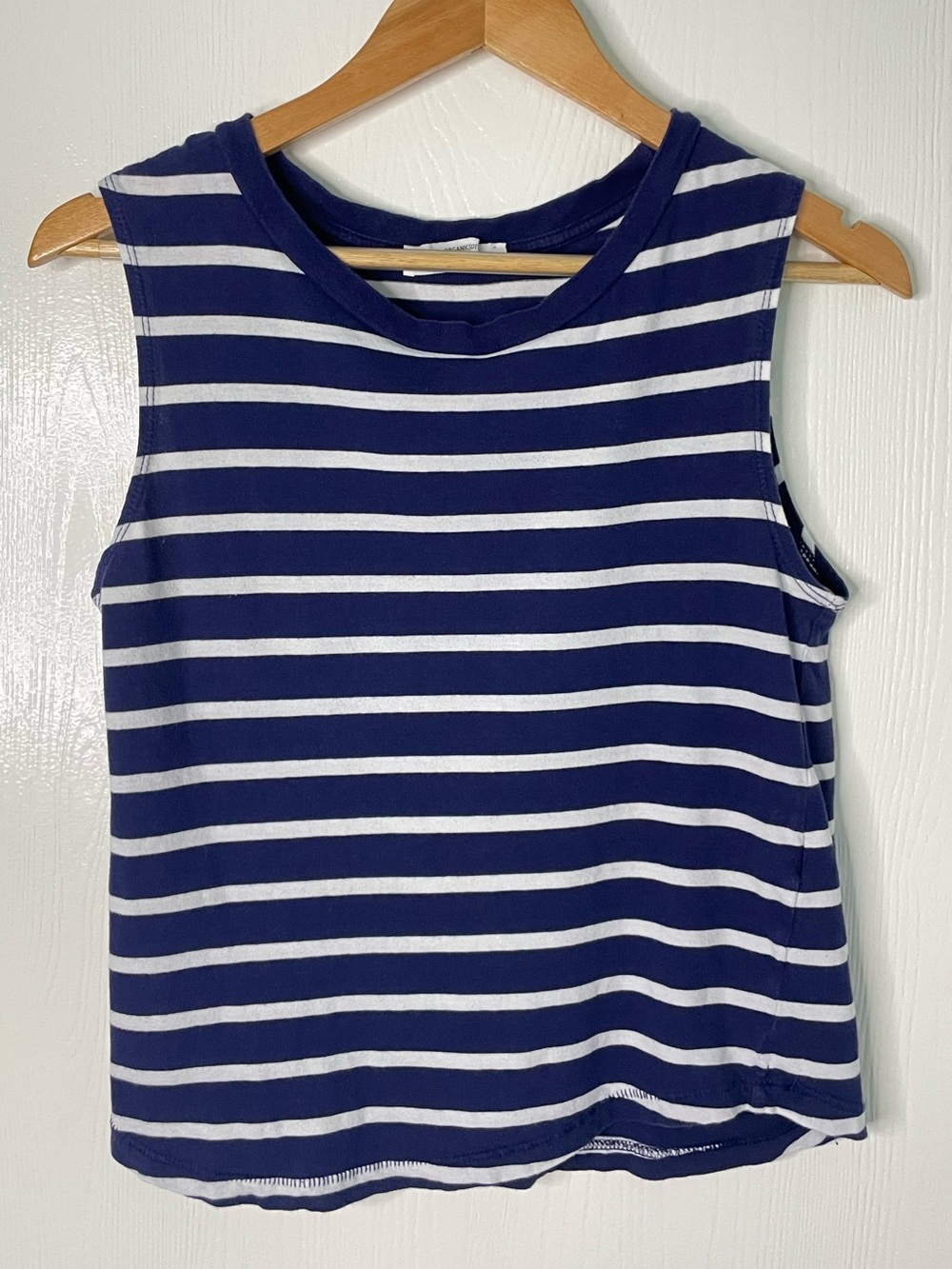Zara Organic Cotton Blue White Nautical Stripe Tank Top M